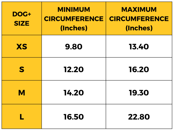 DOG+ SIZE CHART US